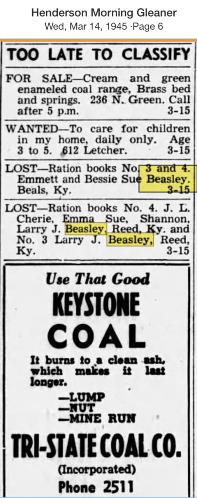 A clip from a newspaper. Among the text is this item: