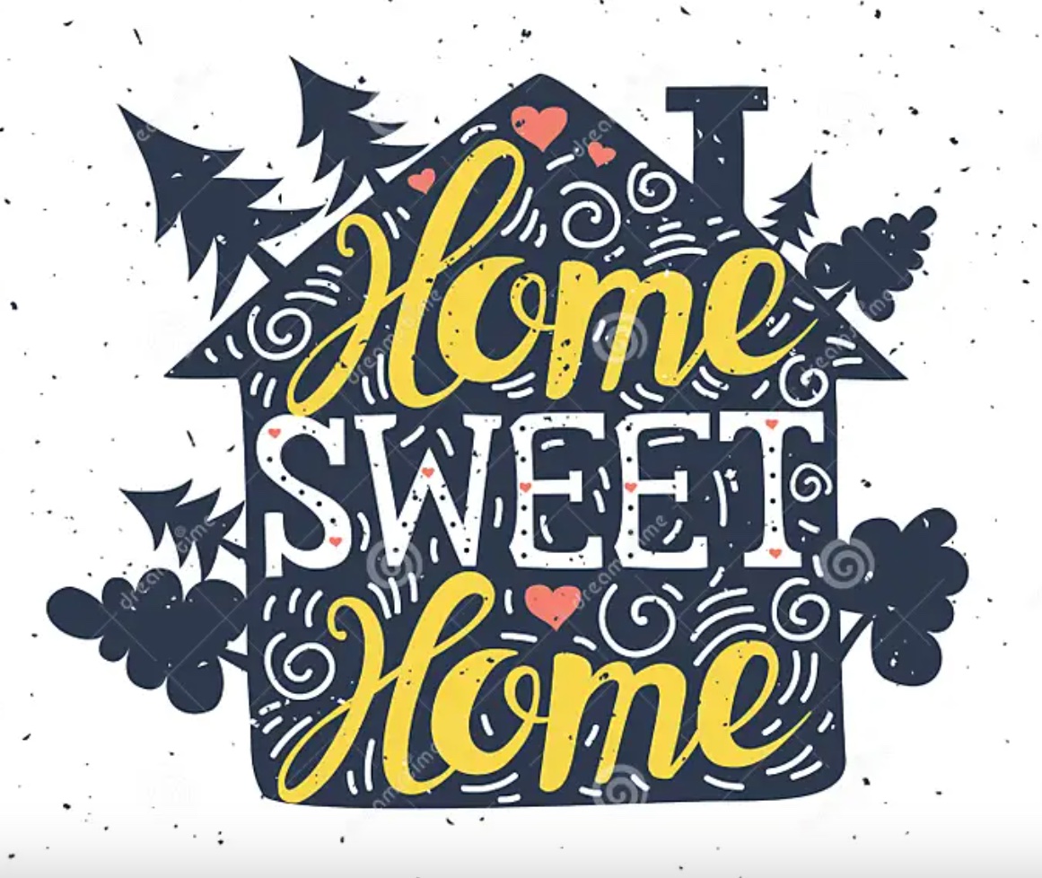 a cartoon image depicting home sweet home