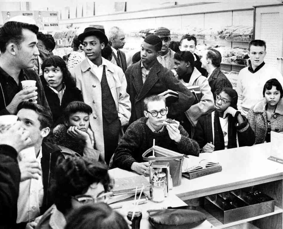 Photo from a lunch counter protest of the 1960s.